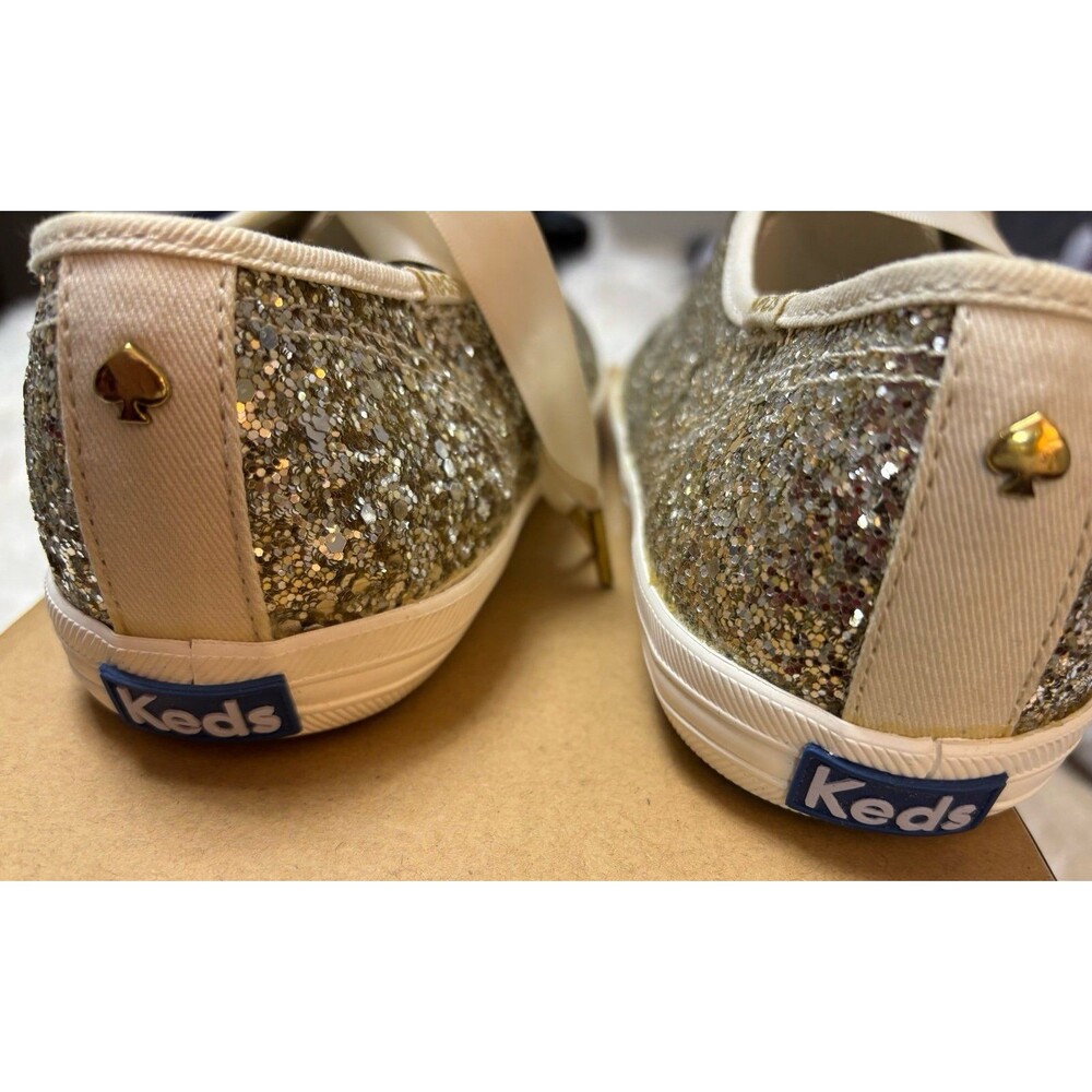 Kate Spade Keds Platinum Glitter Bridal Shoes Sz 7.5 - Picture 2 of 6